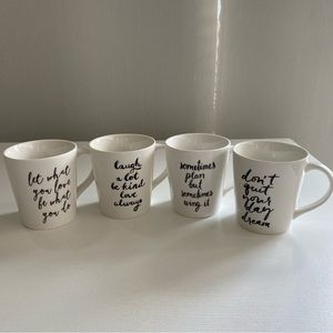 Indigo Home Set of 4 Cursive Quote Coffee Mugs ☕️